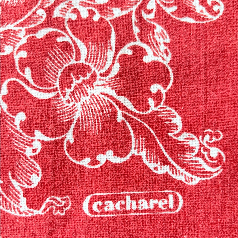 Vintage Cacharel Burnt Orange & White Floral Fabric Napkins